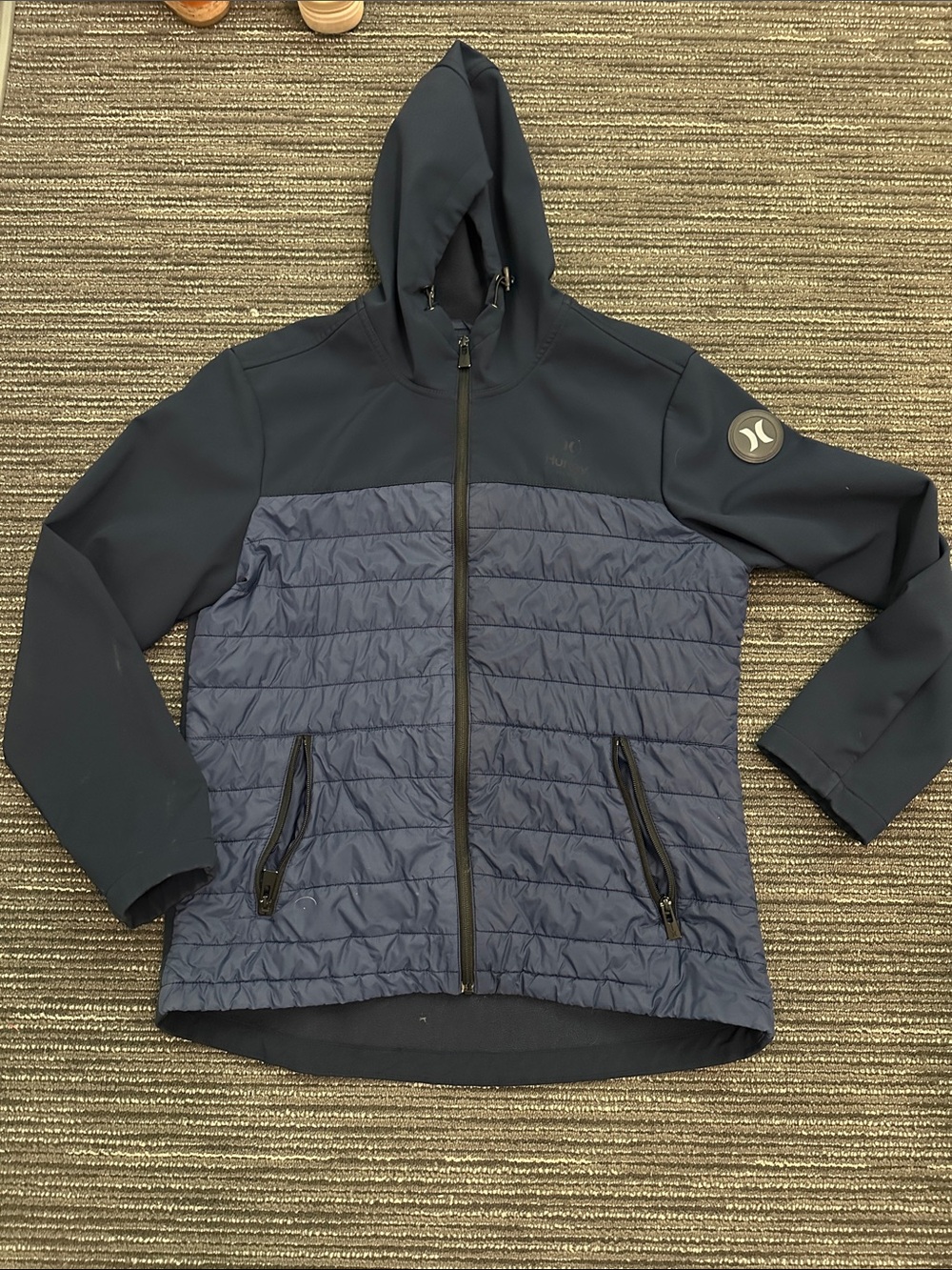 Hurley Sonora Men's Hybrid Softshell Quilted Puffer Jacket Blue M - Like New